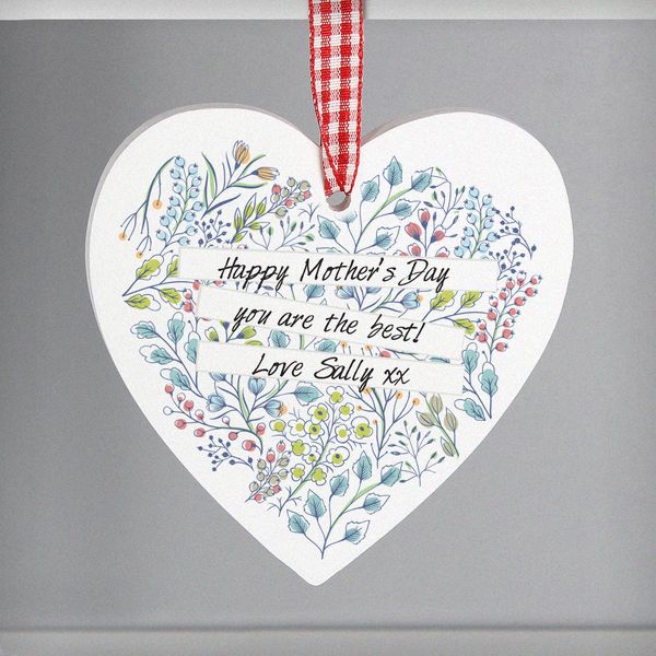 (image for) Personalised Botanical Wooden Heart Decoration - Click Image to Close