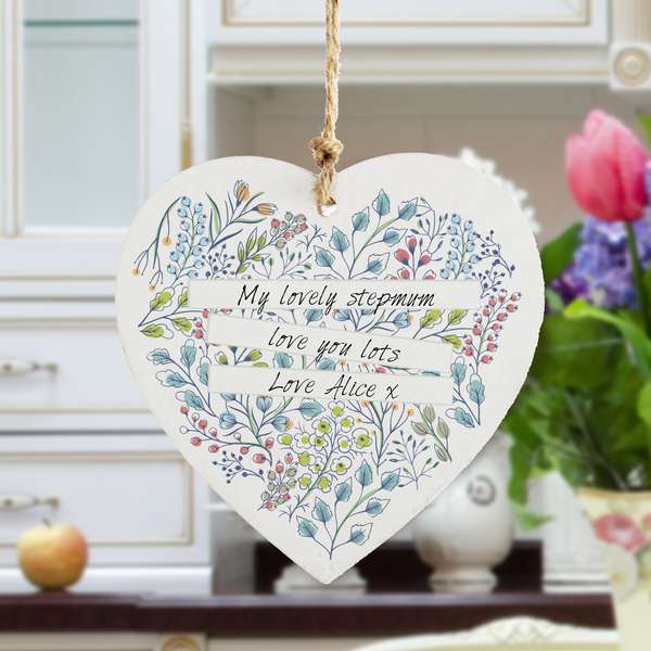 (image for) Personalised Botanical Wooden Heart Decoration - Click Image to Close