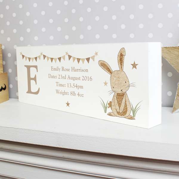 (image for) Personalised Hessian Rabbit Mantel Block - Click Image to Close