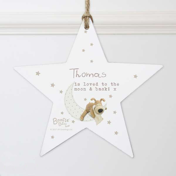 (image for) Personalised Boofle Baby Wooden Star Decoration - Click Image to Close