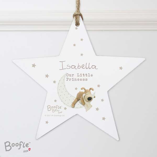 (image for) Personalised Boofle Baby Wooden Star Decoration - Click Image to Close