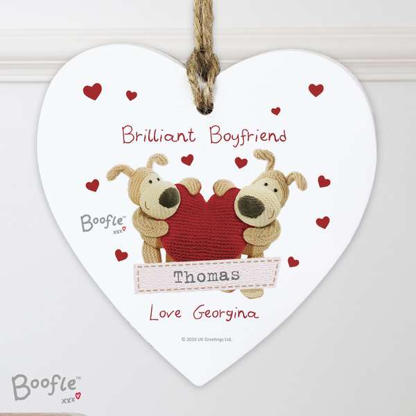 Modal Additional Images for Personalised Boofle Shared Heart Wooden Heart Decoration