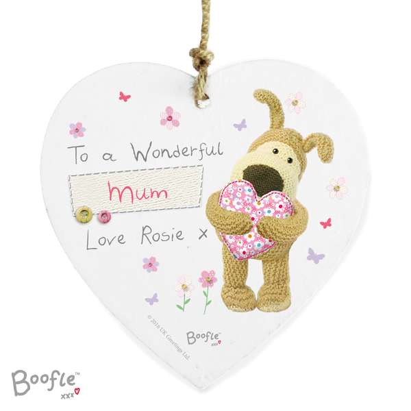 (image for) Personalised Boofle Flowers Wooden Heart Decoration - Click Image to Close