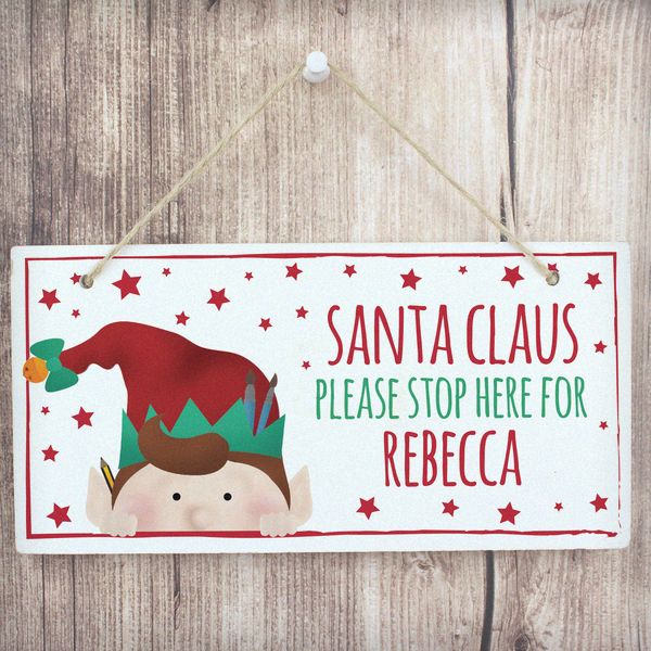 (image for) Personalised Christmas Elf Wooden Sign - Click Image to Close