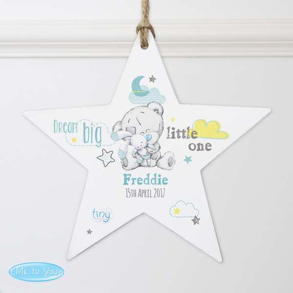 Modal Additional Images for Personalised Tiny Tatty Teddy Dream Big Blue Wooden Star Decoration