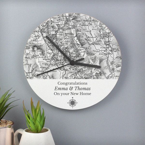 Modal Additional Images for Personalised 1805 - 1874 Old Series Map Compass Wooden Clock