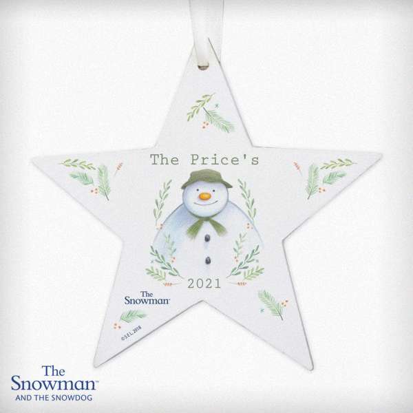 (image for) Personalised The Snowman Winter Garden Wooden Star Decoration - Click Image to Close