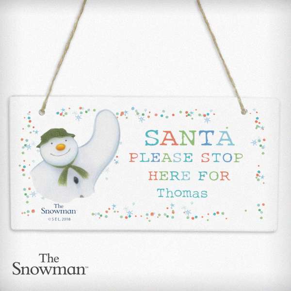 (image for) Personalised The Snowman Let it Snow Santa Stop Here Wooden Sign - Click Image to Close