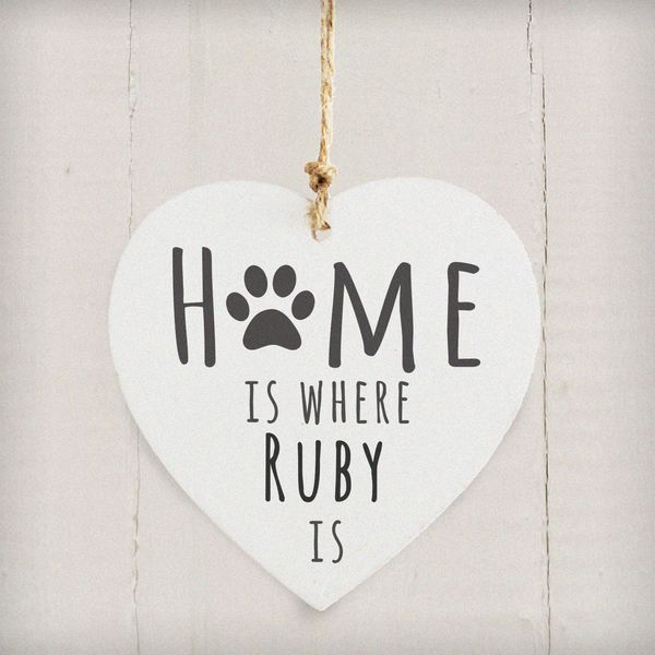 (image for) Personalised 'Home is Where' Pet Wooden Heart Decoration - Click Image to Close