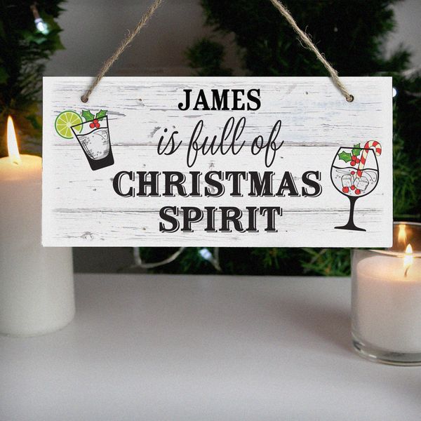 Modal Additional Images for Personalised Christmas Spirit Wooden Sign