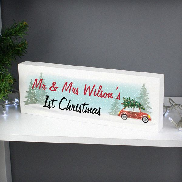 Modal Additional Images for Personalised 'Driving Home For Christmas' Wooden Block Sign
