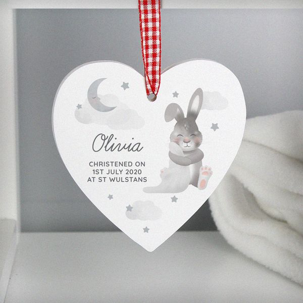Modal Additional Images for Personalised Baby Bunny Wooden Heart Decoration