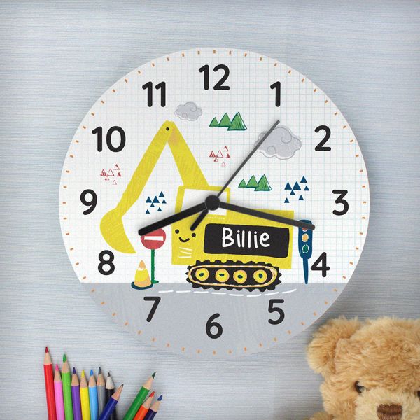 (image for) Personalised Digger Wooden Clock - Click Image to Close