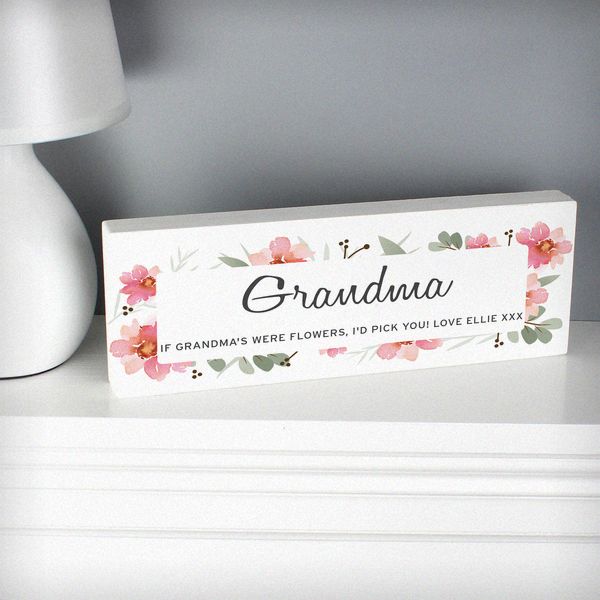 Modal Additional Images for Personalised Floral Sentimental Wooden Block Sign