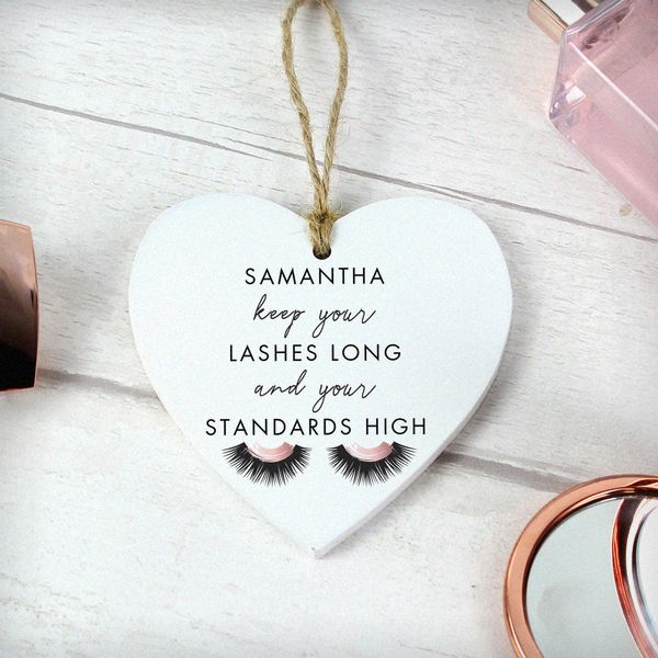 Modal Additional Images for Personalised Eyelash Wooden Heart Decoration