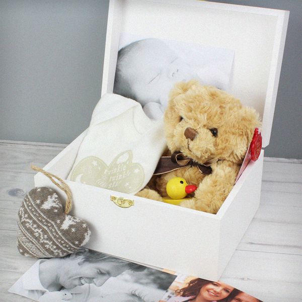 Modal Additional Images for Personalised Baby To The Moon and Back White Wooden Keepsake Box