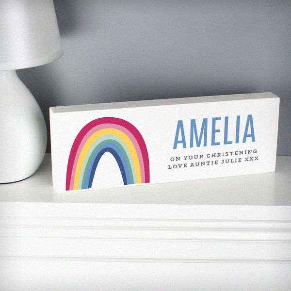 (image for) Personalised Rainbow Wooden Block Sign - Click Image to Close