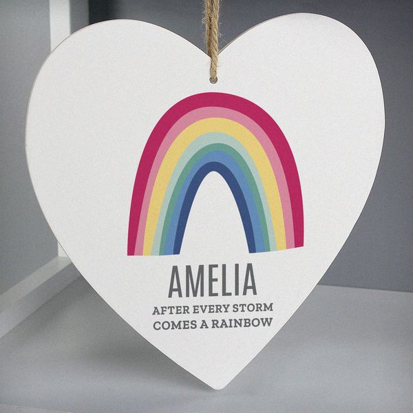 Modal Additional Images for Personalised Rainbow Large Wooden Heart Decoration