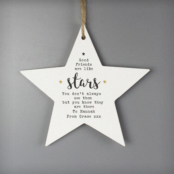 (image for) Personalised Good Friends Wooden Star Decoration - Click Image to Close