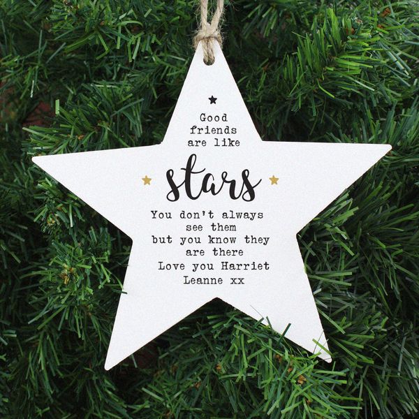 Modal Additional Images for Personalised Good Friends Wooden Star Decoration