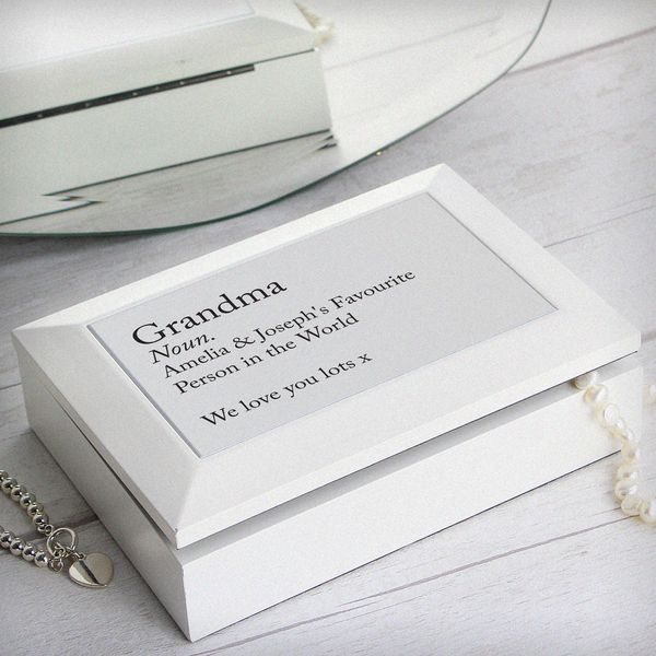 Modal Additional Images for Personalised Definition White Wooden Jewellery Box