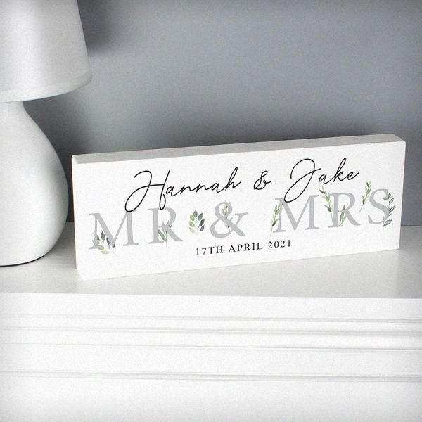 (image for) Personalised Botanical Wooden Block Sign - Click Image to Close