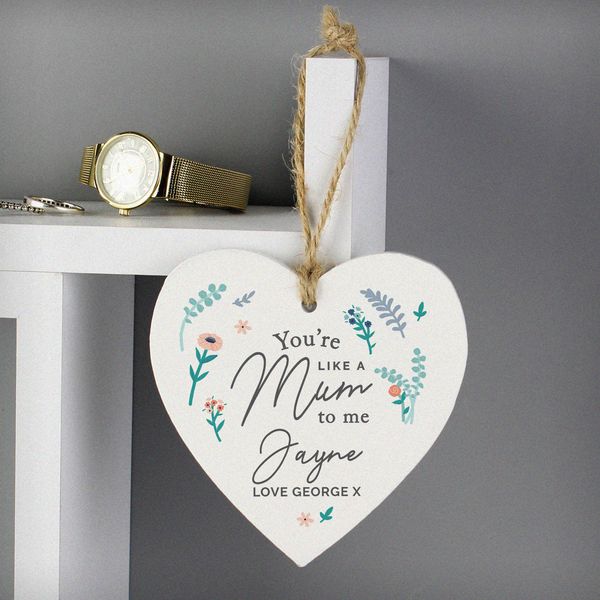 Modal Additional Images for Personalised You're Like A Mum To Me Wooden Heart Decoration