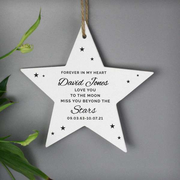 (image for) Personalised Miss You Beyond The Stars Wooden Star Decoration