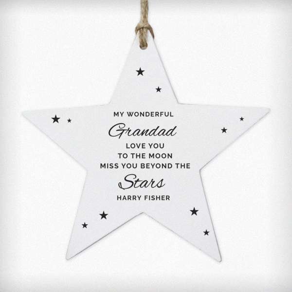 (image for) Personalised Miss You Beyond The Stars Wooden Star Decoration - Click Image to Close