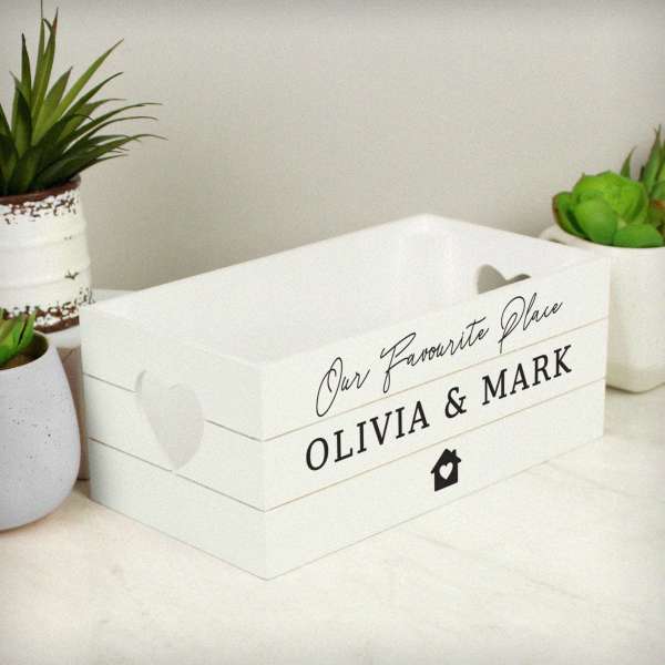 Modal Additional Images for Personalised Home White Wooden Crate
