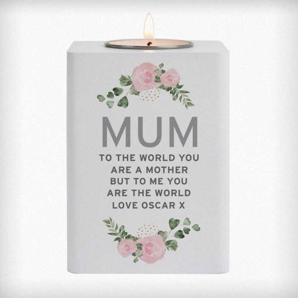 Modal Additional Images for Personalised Abstract Rose White Wooden Tea light Holder