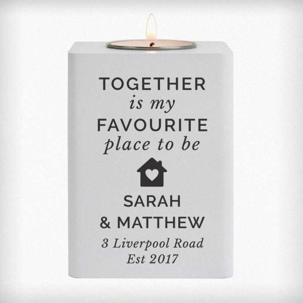 Modal Additional Images for Personalised Home White Wooden Tea light Holder