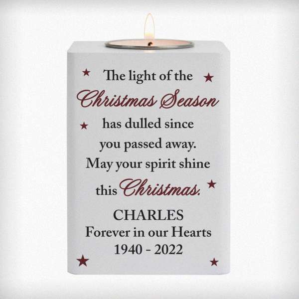 Modal Additional Images for Personalised Christmas Season Memorial Wooden Tealight Holder
