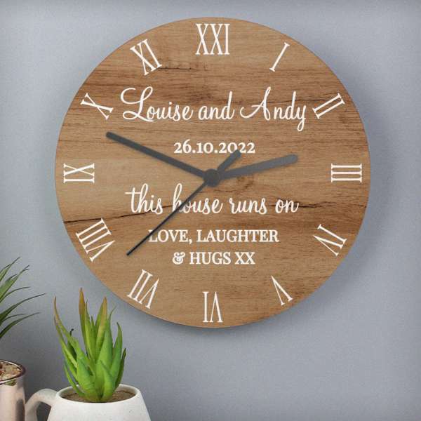 (image for) Personalised Free Text Wood Effect Clock - Click Image to Close