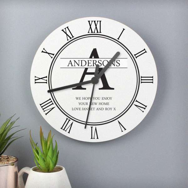 Modal Additional Images for Personalised Family Name & Initial Wooden Clock