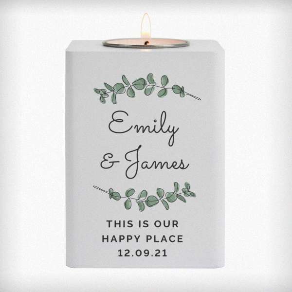 Modal Additional Images for Personalised Botanical White Wooden Tea light Holder