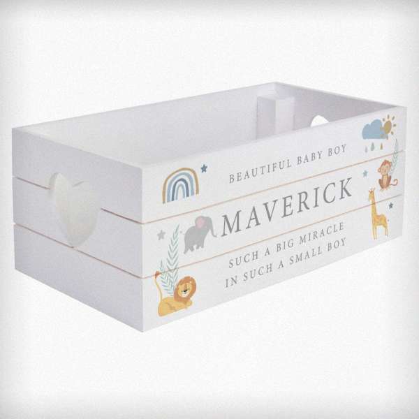 Modal Additional Images for Personalised Safari Animals White Wooden Crate