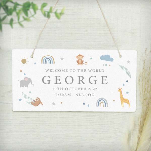 (image for) Personalised Safari Animals Wooden Sign - Click Image to Close