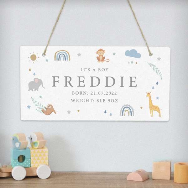 (image for) Personalised Safari Animals Wooden Sign - Click Image to Close