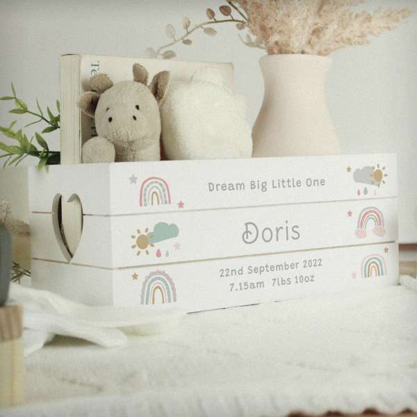 (image for) Personalised Rainbow White Wooden Crate - Click Image to Close