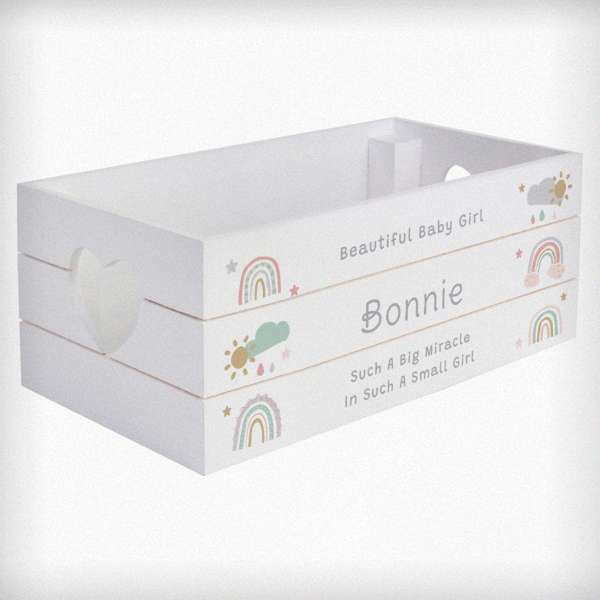 Modal Additional Images for Personalised Rainbow White Wooden Crate
