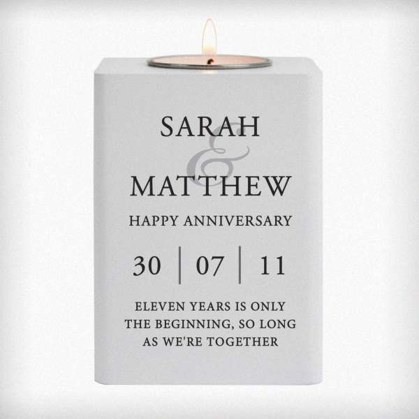 Modal Additional Images for Personalised Couples White Wooden Tea light Holder