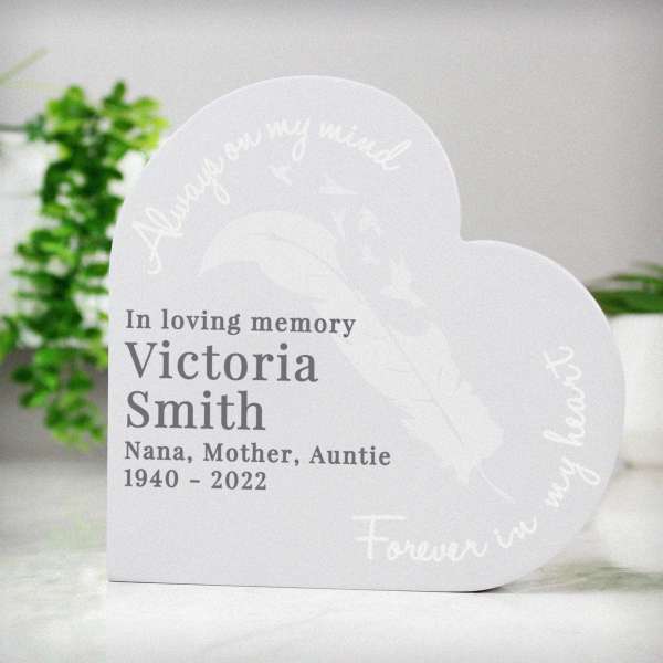 Modal Additional Images for Personalised Feather Free Standing Heart Ornament