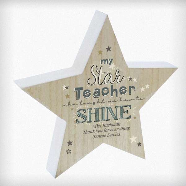 Modal Additional Images for Personalised My Star Teacher Rustic Wooden Star Decoration