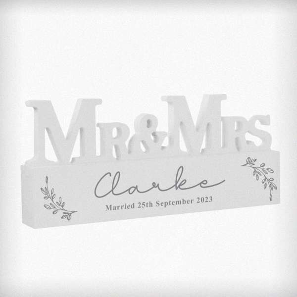Modal Additional Images for Personalised Leaf Wooden Mr & Mrs Ornament