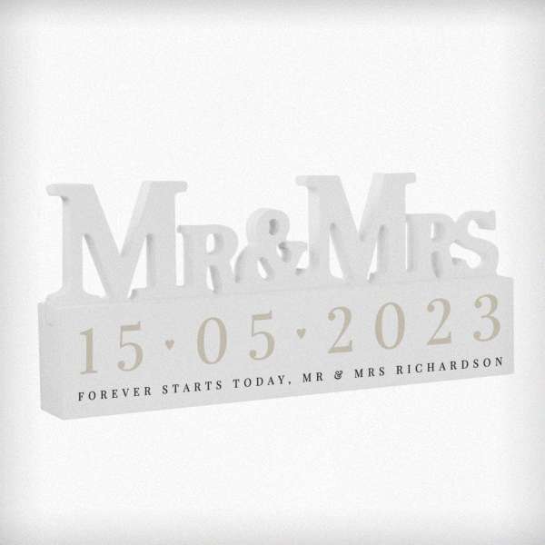 Modal Additional Images for Personalised Big Date Wooden Mr & Mrs Ornament