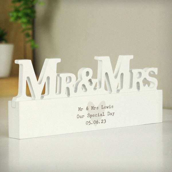 Modal Additional Images for Personalised Free Text Heart Wooden Mr & Mrs Ornament