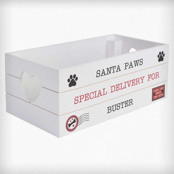 Modal Additional Images for Personalised Santa Paws White Wooden Crate