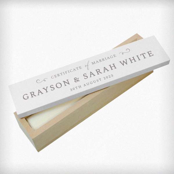 Modal Additional Images for Personalised Wedding Wooden Certificate Holder
