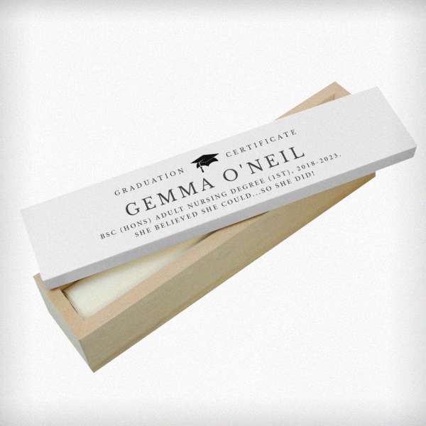 Modal Additional Images for Personalised Graduation Wooden Certificate Holder